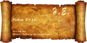 Haba Erik névjegykártya
